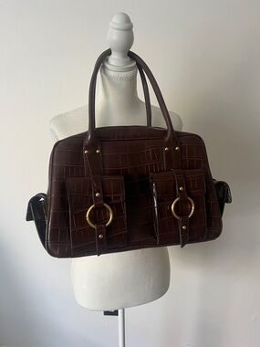 Maxx New York Bag with Leopard Print Interior, Gold Logo Plate